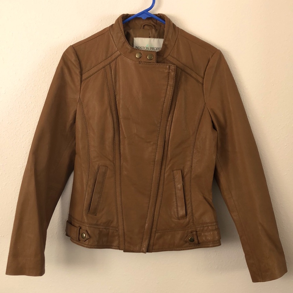 Boston Proper Lined Leather Chic Jacket - image 1